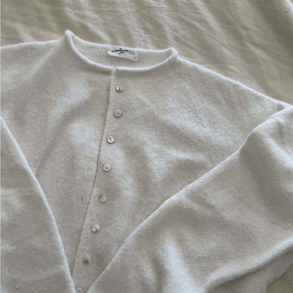 CJLA Ellie ivory White Button-Up Sweater cardigan - Picture 7 of 7